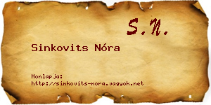 Sinkovits Nóra névjegykártya