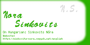 nora sinkovits business card