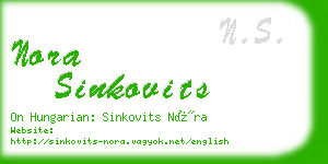 nora sinkovits business card